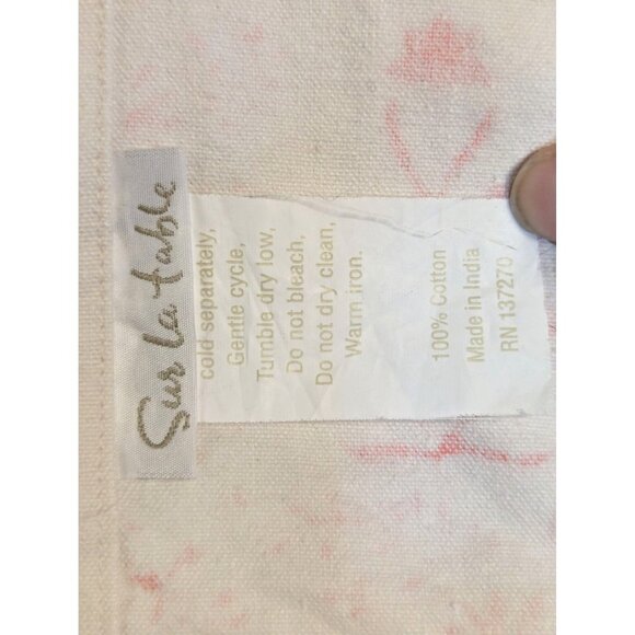 Floral Cotton Placemats Set Of 4 Sur La Table 19" x 13" Rectangle White & Coral - Picture 7 of 9